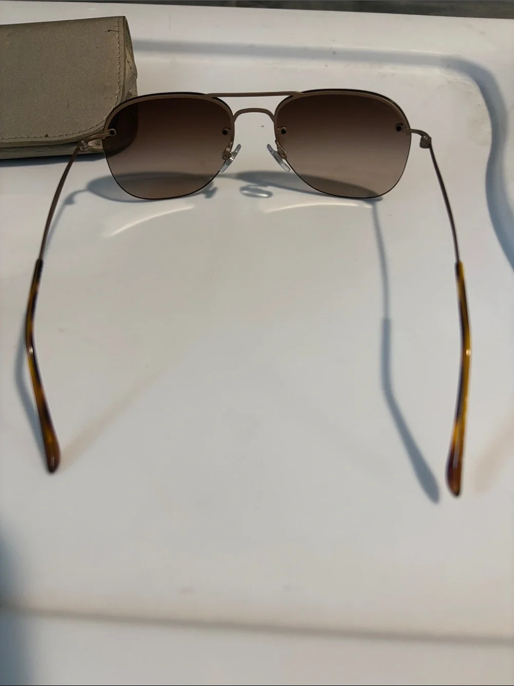 Giorgio Armani Women's Brown Gradient Aviator Sunglasses with Tan Case